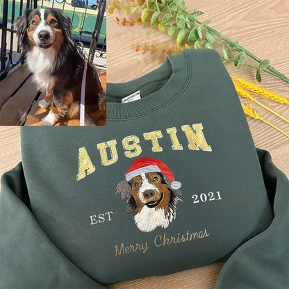 Pet Embroidered Sweatshirt Christmas Dog Embroidered Sweatshirt Hoodie T-shirt Xmas Gift