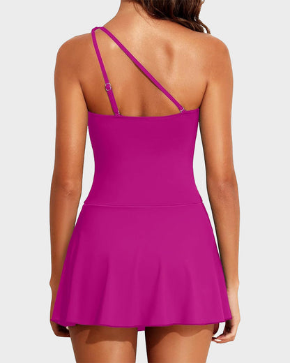 🏖️Last Day Sale 49% OFF👙One Shoulder Skirted One Piece Swimsuit