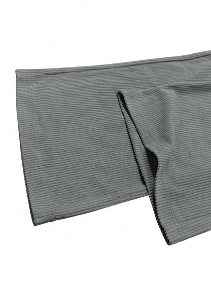 Women's Corduroy Straight Leg Pants with Drawstring Waist