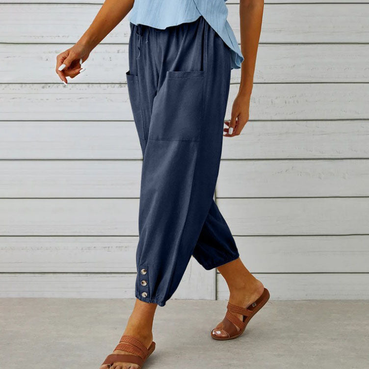 Women's Summer Cotton Linen Trousers Nine Minute Trousers