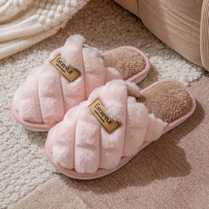 Cozy Plaid Colorblock Slippers