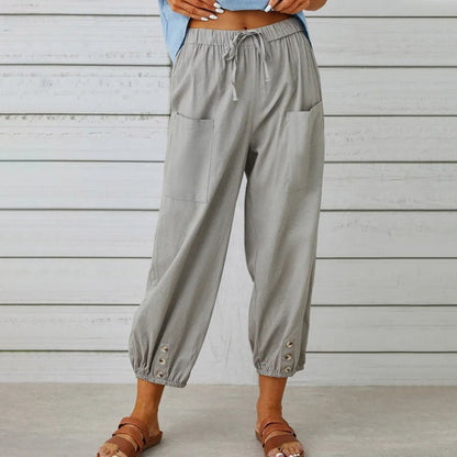 Women's Summer Cotton Linen Trousers Nine Minute Trousers