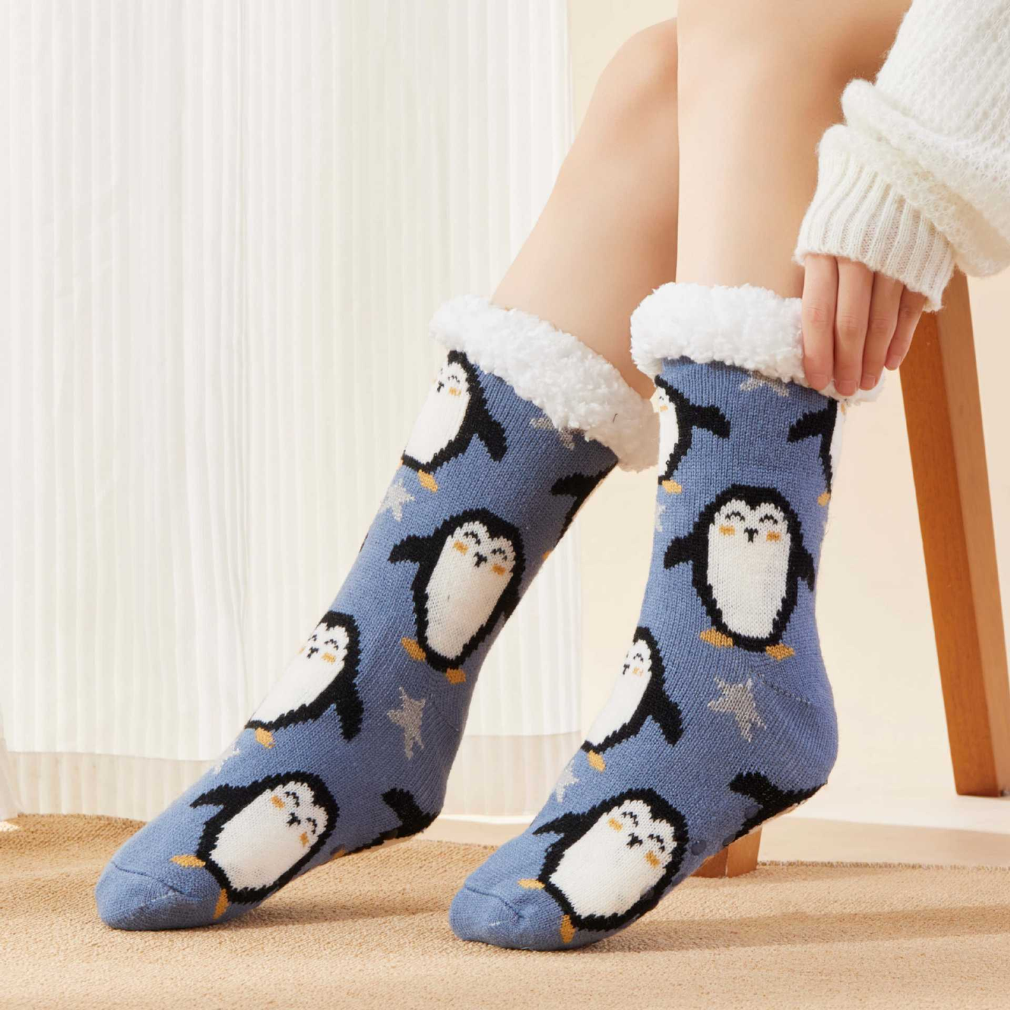 Cute Animal Ultra-thick Cashmere Slipper Home Socks