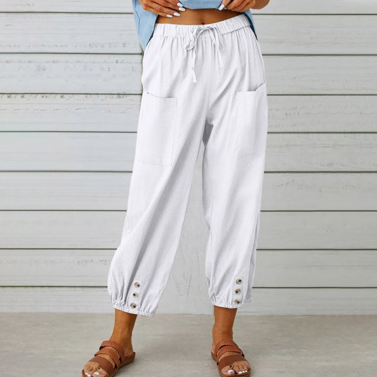 Women's Summer Cotton Linen Trousers Nine Minute Trousers