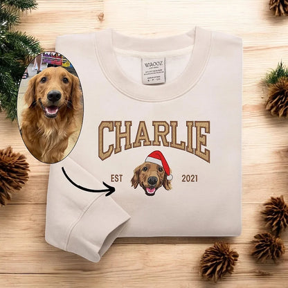 Pet Embroidered Sweatshirt Christmas Dog Embroidered Sweatshirt Hoodie T-shirt Xmas Gift