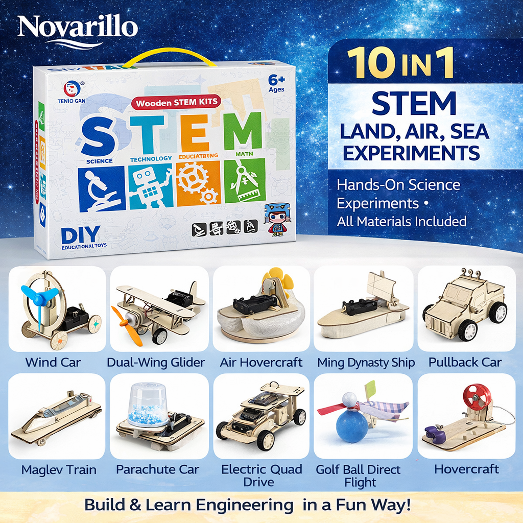 Novarillo 10-in-1 Wooden STEM Experiment Kit