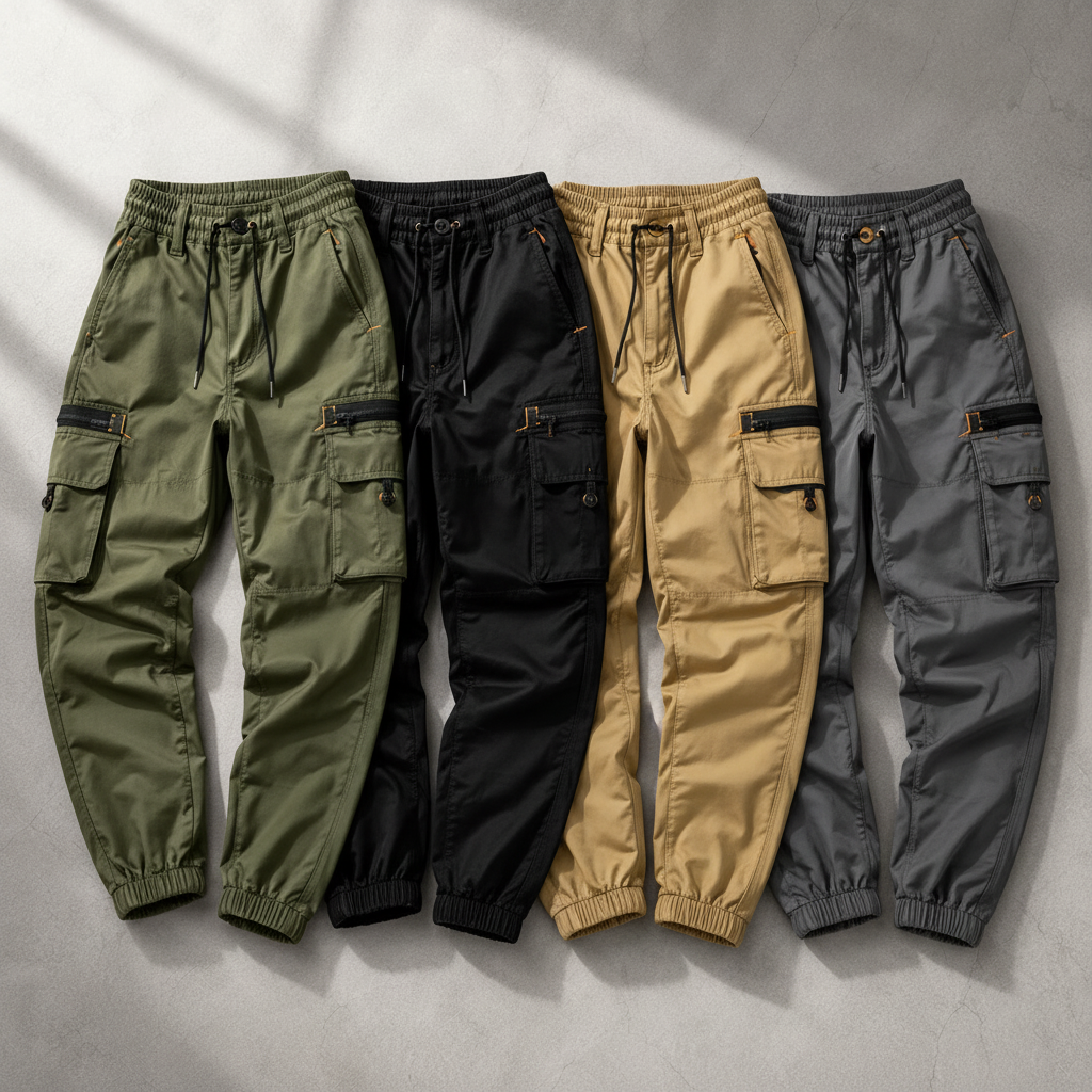 Men's Stretch Terry Cargo Pants – Casual Retro Fit | All-Season Daily Wear