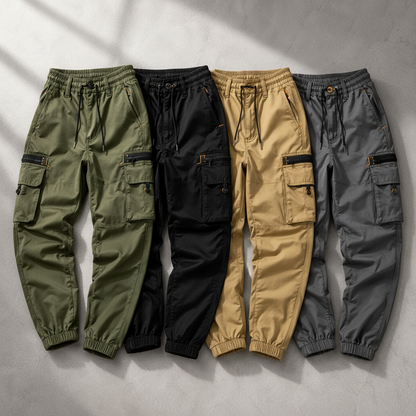 Men's Stretch Terry Cargo Pants – Casual Retro Fit | All-Season Daily Wear