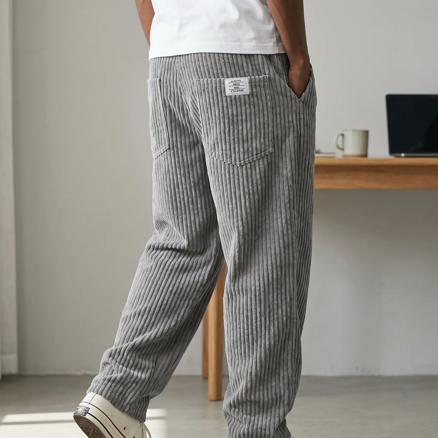 Men's Relaxed Ribbed Trousers -  Everyday Casual Wear