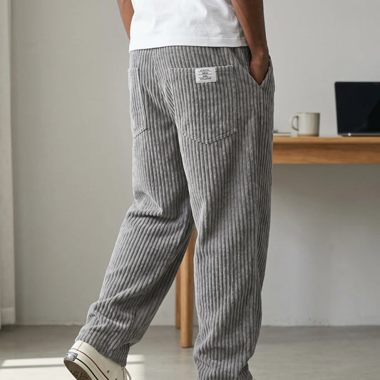 Men's Relaxed Ribbed Trousers -  Everyday Casual Wear