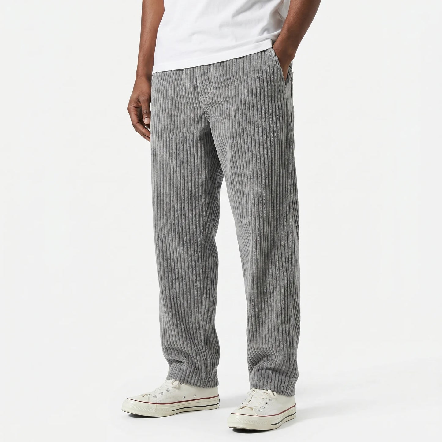 Men's Relaxed Ribbed Trousers -  Everyday Casual Wear