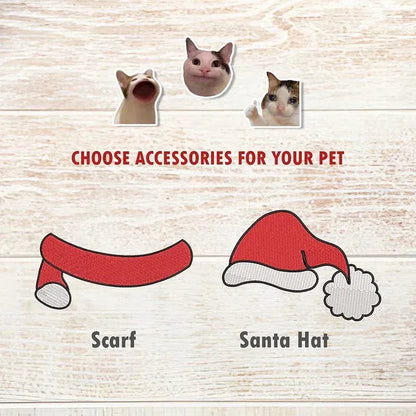 Custom Embroidered Pet Portrait Christmas Jumper Sweatshirt Hoodie – Personalized Xmas Gift for Dog & Cat Lovers