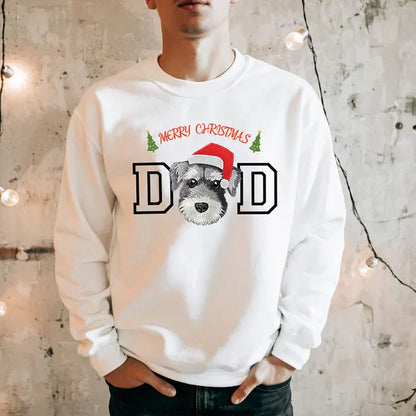 Custom Christmas Pet Face Embroidered Sweatshirt Hoodie For Dog Mom and Dog Dad