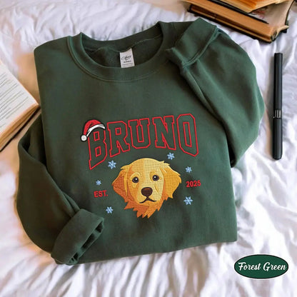 Embroidered Dog Pet Portrait EST Christmas Sweatshirt Keepsake Gift for Pet Lovers