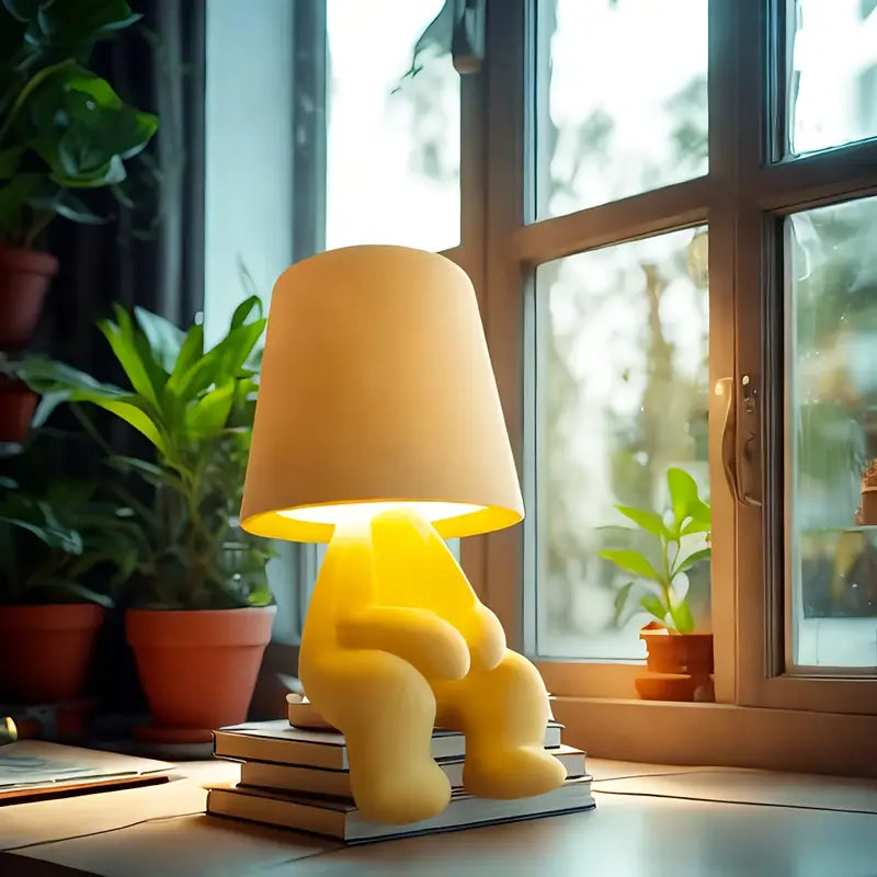 Wireless LED Table Lamp with Creative Figurine Design