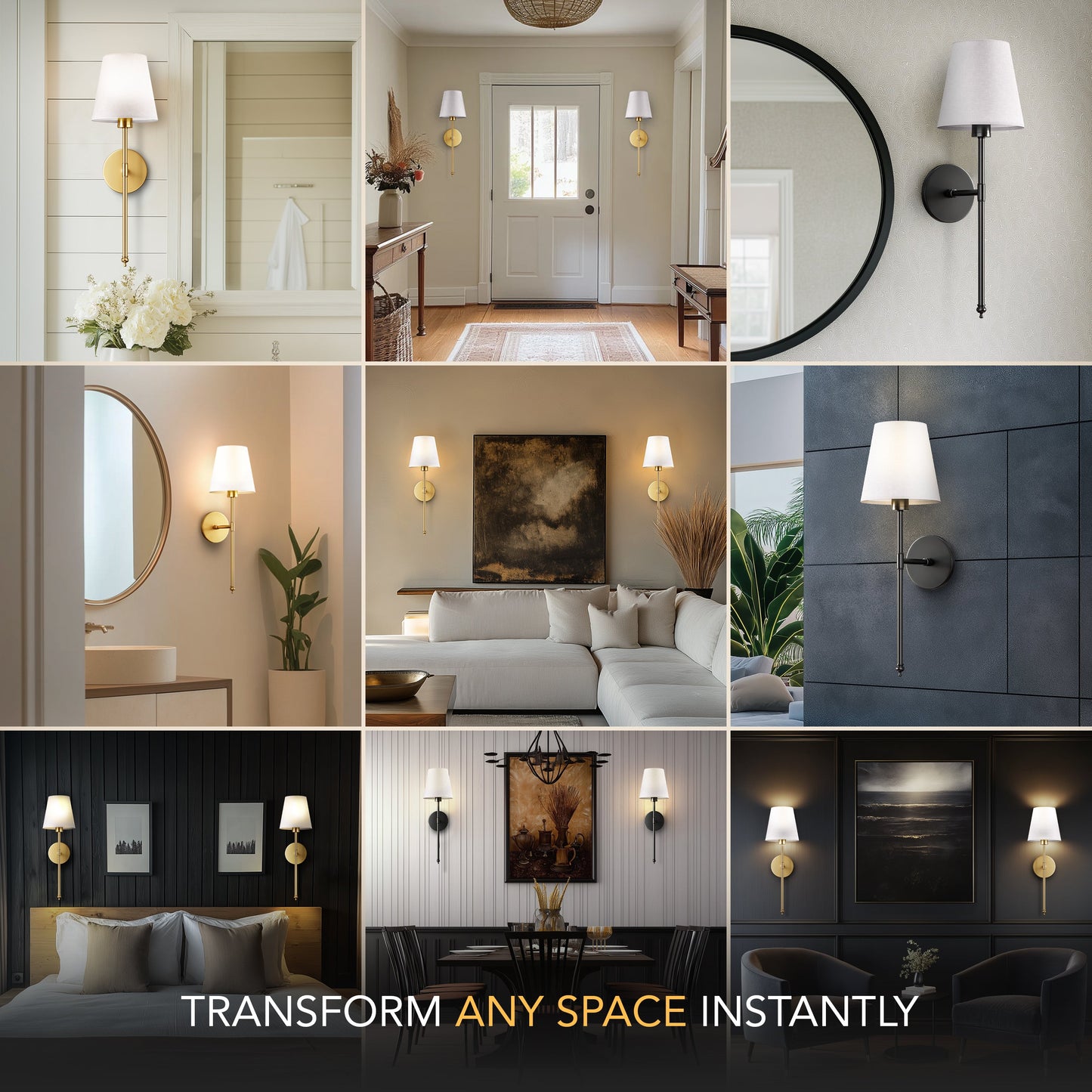 WIRELESS WALL SCONCES (SET OF 2 + 2 BULBS FREE)