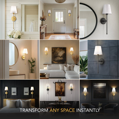 WIRELESS WALL SCONCES (SET OF 2 + 2 BULBS FREE)