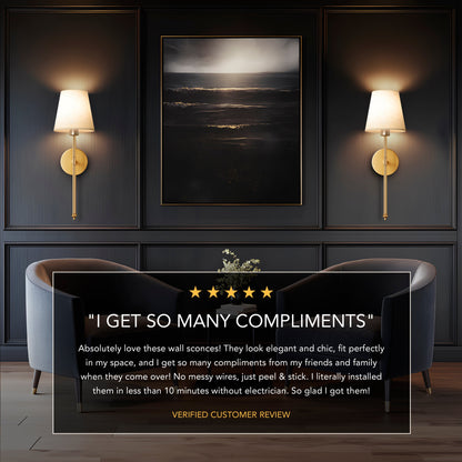 WIRELESS WALL SCONCES (SET OF 2 + 2 BULBS FREE)