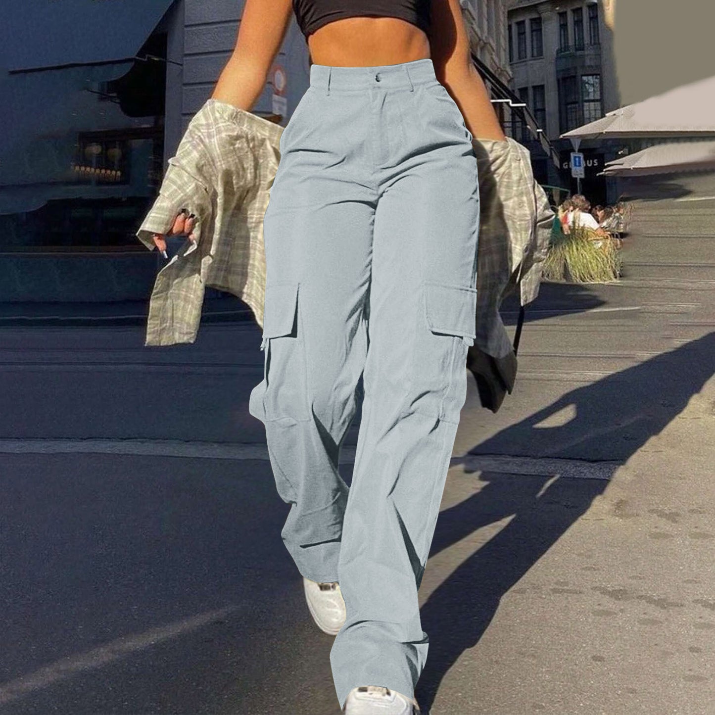Women's High-Waisted Multi-Pocket Cargo Pants