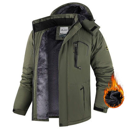 Fleece-Lined Hooded Outdoor Jacket