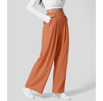 Women's Waffle Knit High-Waisted Wide-Leg Pants