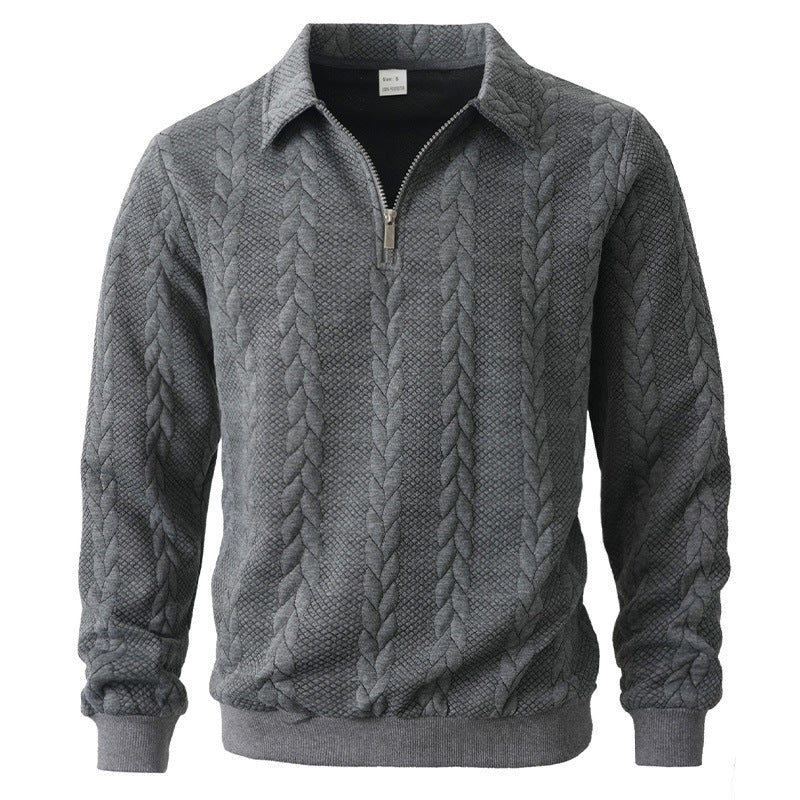Men's Cable Knit Quarter-Zip Polo Sweater