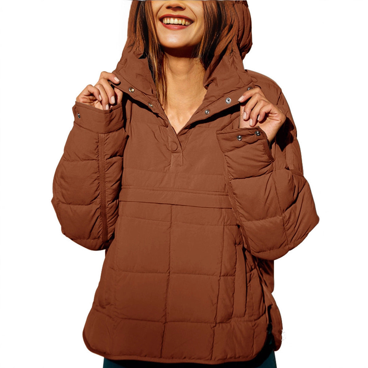 Women's Hooded Quilted Pullover Jacket
