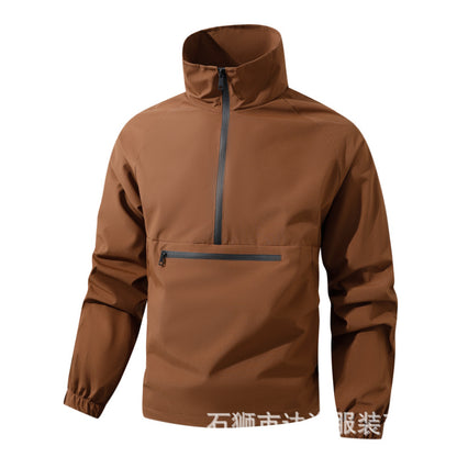 Men's Lightweight Water-Resistant Hooded Anorak Windbreaker Jacket