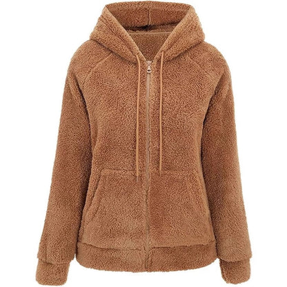 Women's Cozy Sherpa Fleece Zip-Up Hoodie Jacket
