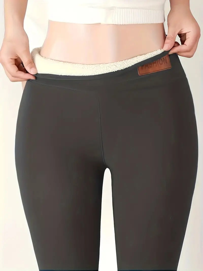 Women's Fleece-Lined Warm Leggings, High Waist Skinny Winter Pants