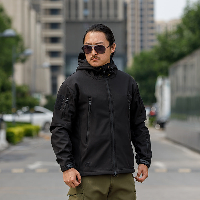 Men's Fleece-Lined Camouflage Softshell Tactical Jacket