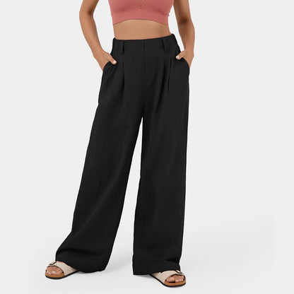Women's Waffle Knit High-Waisted Wide-Leg Pants