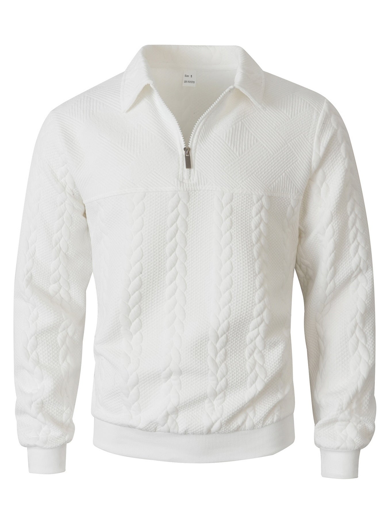 Men's Cable Knit Quarter-Zip Polo Sweater