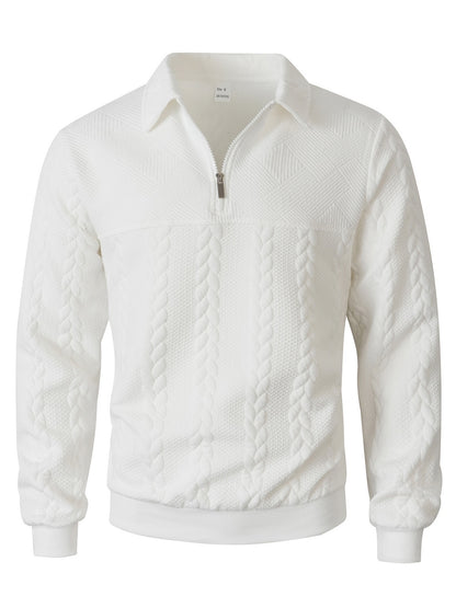 Men's Cable Knit Quarter-Zip Polo Sweater