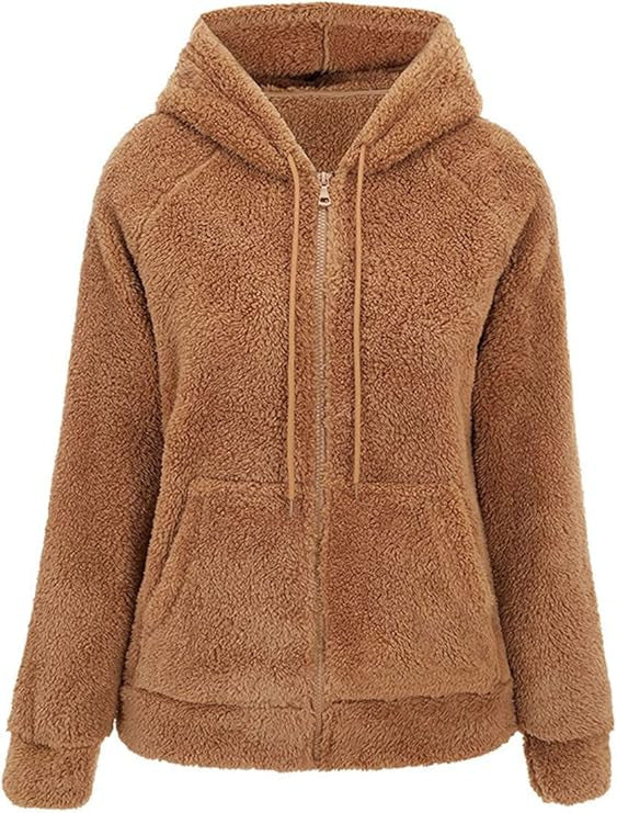 Women's Cozy Sherpa Fleece Zip-Up Hoodie Jacket