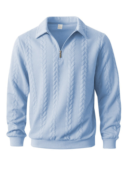 Men's Cable Knit Quarter-Zip Polo Sweater