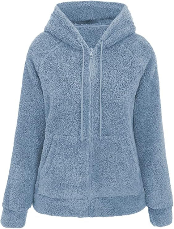 Women's Cozy Sherpa Fleece Zip-Up Hoodie Jacket