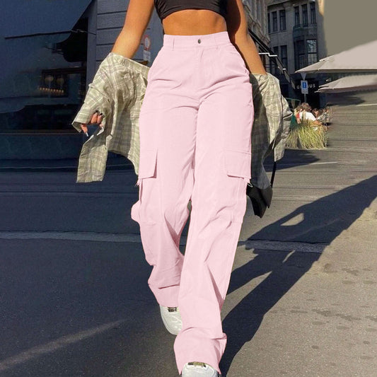 Women's High-Waisted Multi-Pocket Cargo Pants
