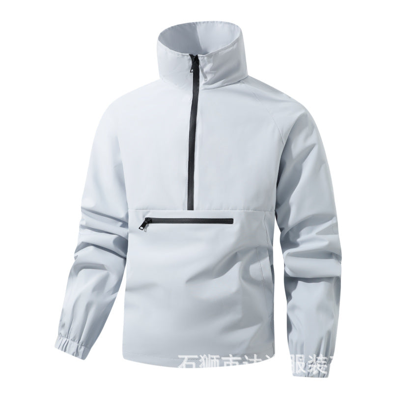 Men's Lightweight Water-Resistant Hooded Anorak Windbreaker Jacket