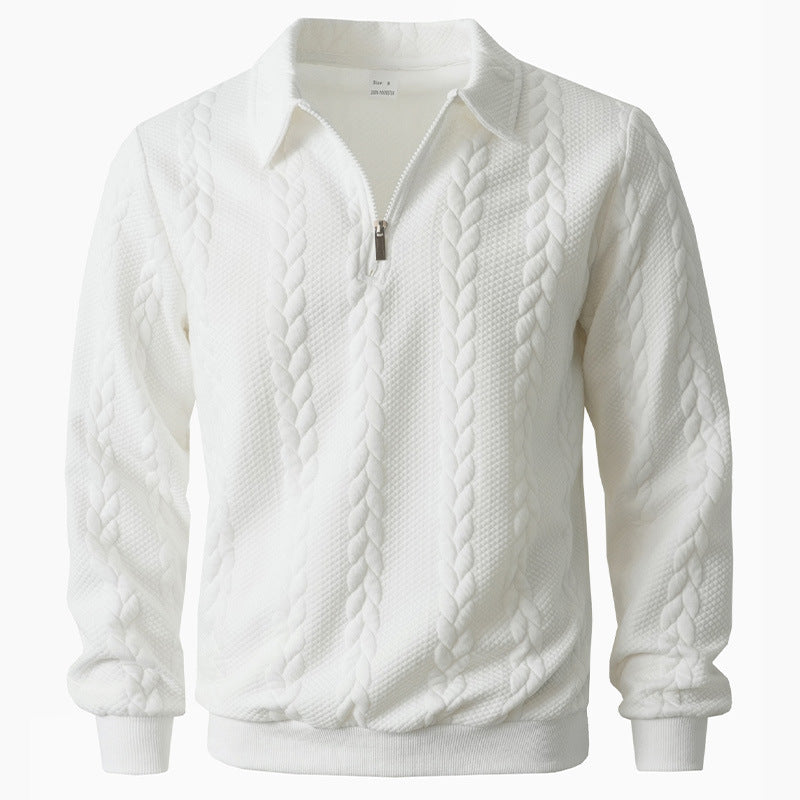 Men's Cable Knit Quarter-Zip Polo Sweater