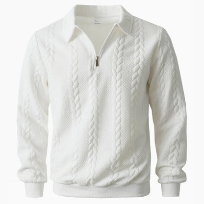 Men's Cable Knit Quarter-Zip Polo Sweater