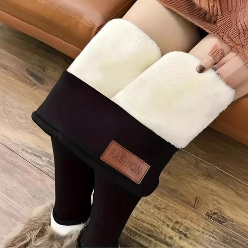 Women's Fleece-Lined Warm Leggings, High Waist Skinny Winter Pants
