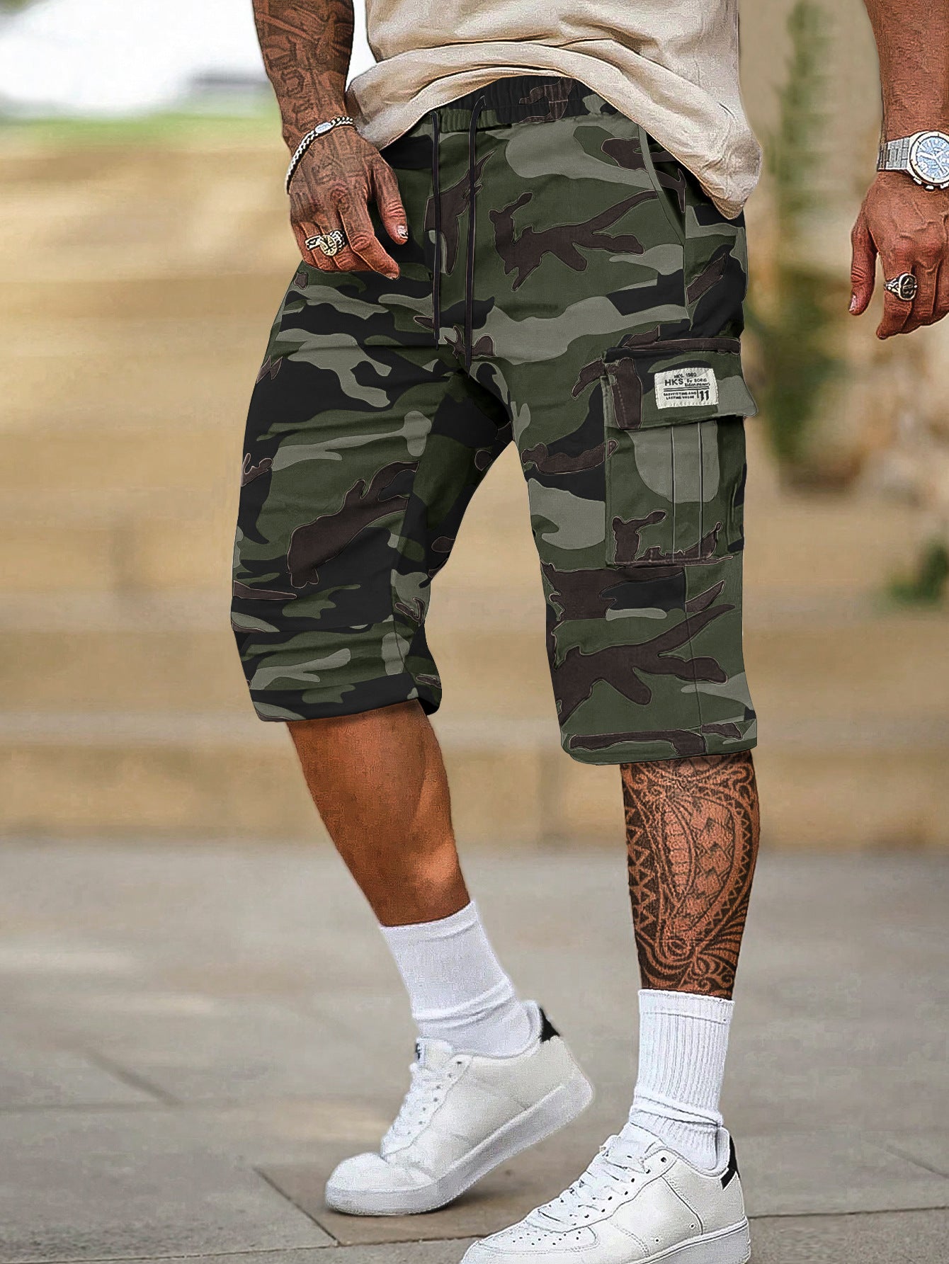 Men's Relaxed-Fit Camo Cargo Shorts