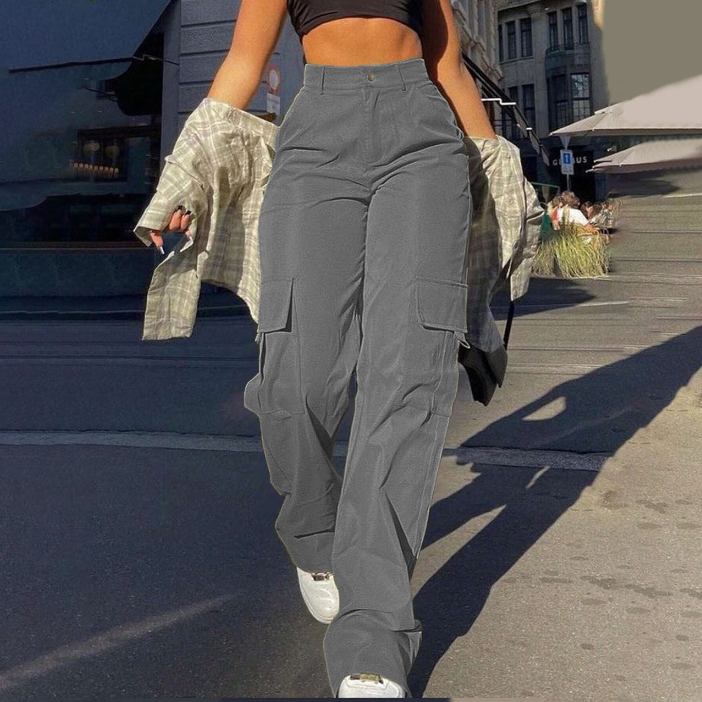 Women's High-Waisted Multi-Pocket Cargo Pants