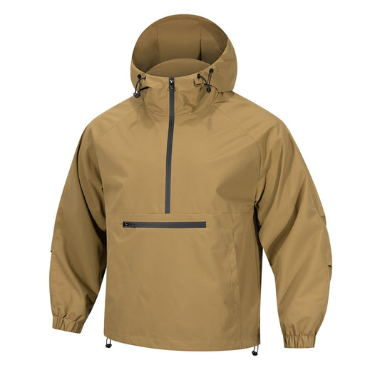 Men's Lightweight Water-Resistant Hooded Anorak Windbreaker Jacket
