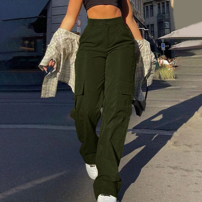 Women's High-Waisted Multi-Pocket Cargo Pants