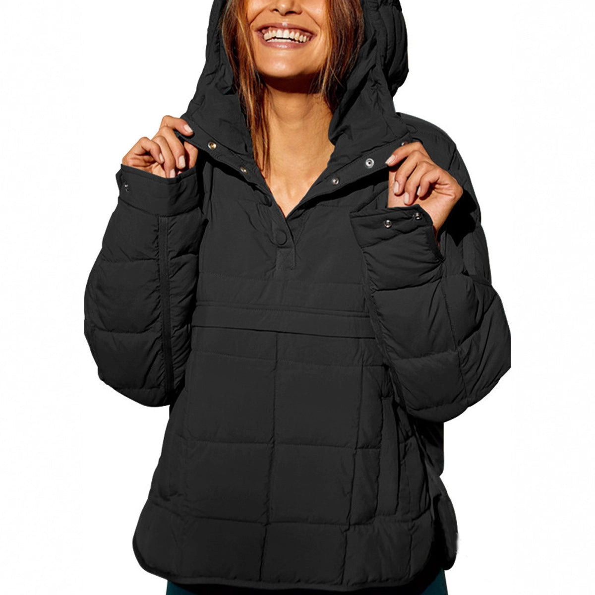 Women's Hooded Quilted Pullover Jacket