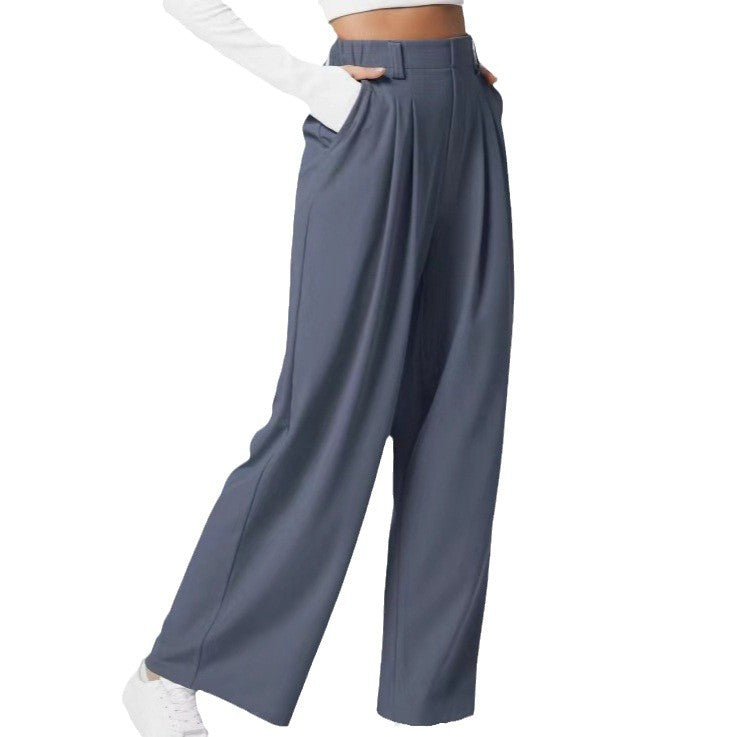 Women's Waffle Knit High-Waisted Wide-Leg Pants