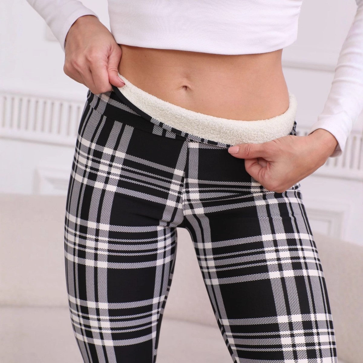 Women's Fleece-Lined Warm Leggings, High Waist Skinny Winter Pants