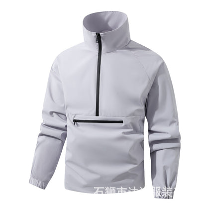 Men's Lightweight Water-Resistant Hooded Anorak Windbreaker Jacket